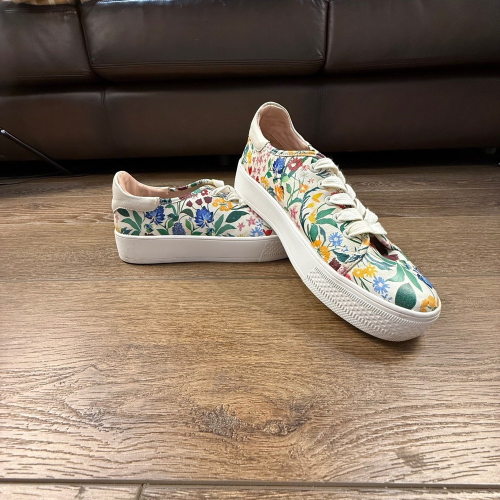 Alice + Olivia Pemton Floral Nappa Floral Platform Sneakers 38/7.5 Lace Up